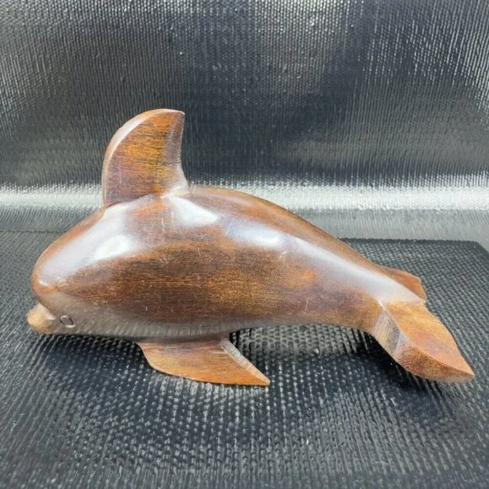 Hand Carved Ironwood Figurine Wood Carving‎ Made Mexico Dolphin Figurine Vintage